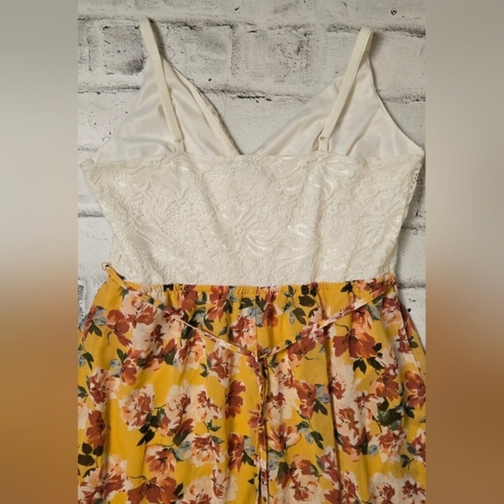 Suzy Shier White Lace & Orange Floral High Low Maxi Dress XL - Picture 13 of 15
